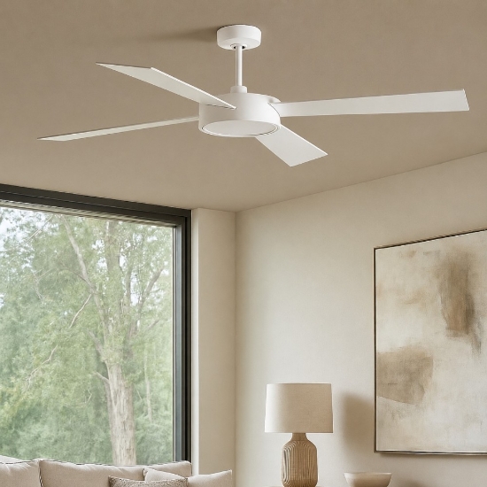 Ventilatore bianco a pale con luce silenzioso 28mq