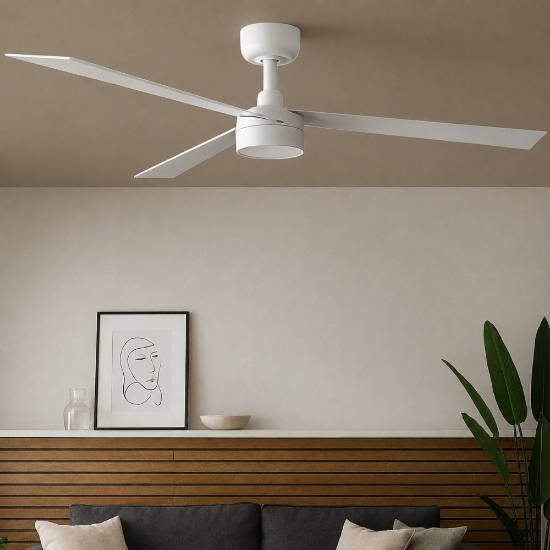 Ventilatore da soffitto smart con luce pale bianco da 28mq