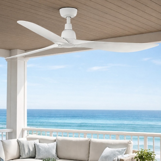 Ventilatore da soffitto bianco ip44 da esterno con telecomando 28mq