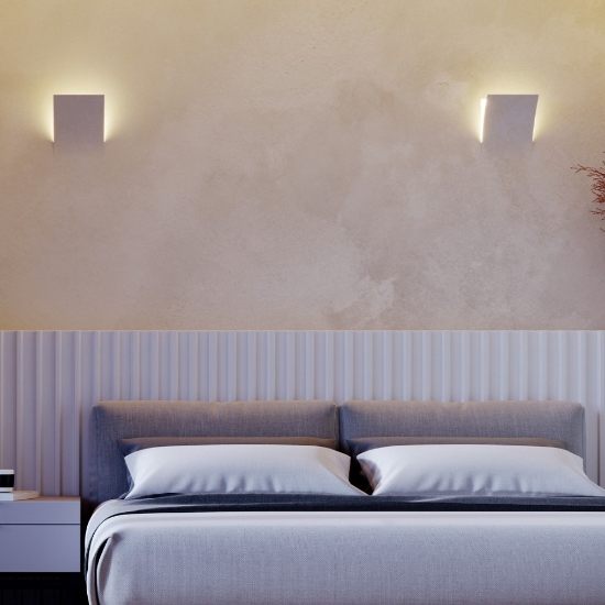 Applique lampada da incasso a parete di gesso cristaly bianca led 16.5w 2700k
