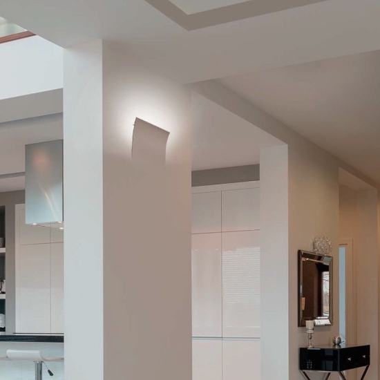 Applique lampada da incasso a parete di gesso cristaly bianca led 16.5w 2700k
