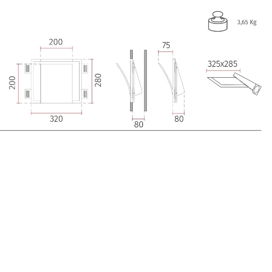 Applique lampada da incasso a parete di gesso cristaly bianca led 16.5w 2700k