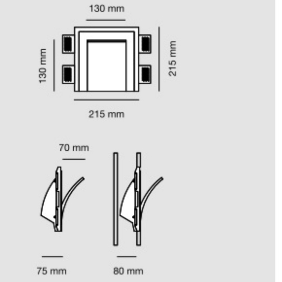 Applique lampada vela da incasso parete gesso bianco cristaly led 9w 2700k 24v