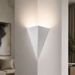 Applique in ceramica bianco angolare piramidale