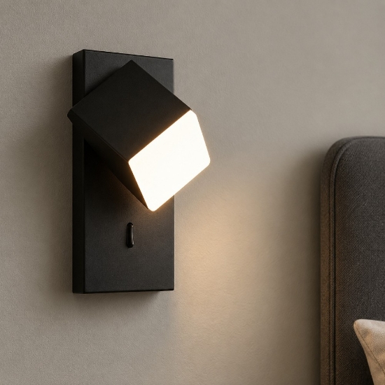 Applique comodino camera da letto nero led 3000k orientabile