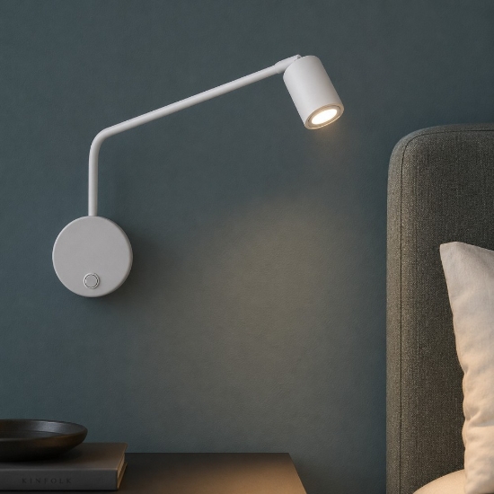 Applique bianco per comodini camera da letto braccio orientabile