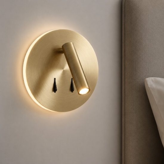 Applique ottone anticato moderna per comodini 2 luci led
