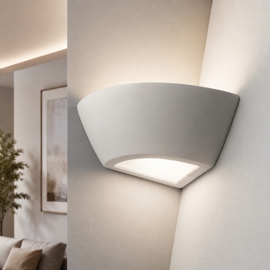 Isyluce applique di gesso bianco angolare bianca