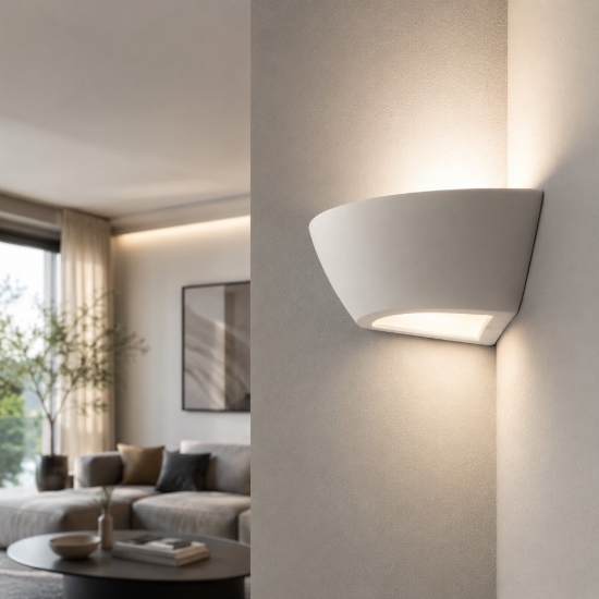 Isyluce applique di gesso bianco angolare bianca