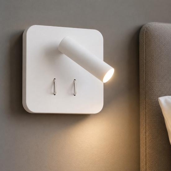 Applique bianco quadrato plug perenz illuminazione per camera da letto led 6w 3000k