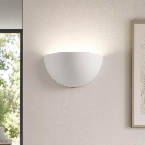 Applique bianca in gesso ceramica verniciabile lampada per interni