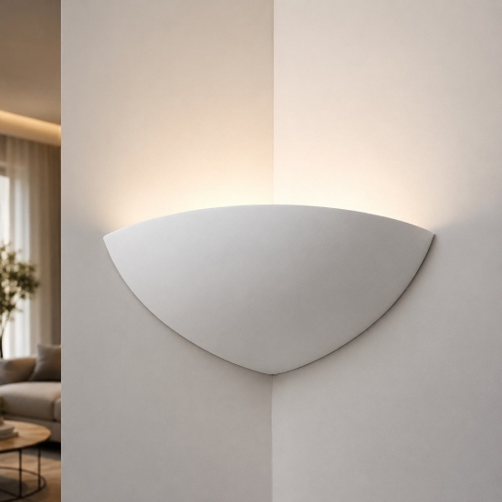 Applique angolare di gesso ceramico bianco