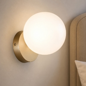 Applique comodino camera da letto ondaluce pallina oro sfera vetro