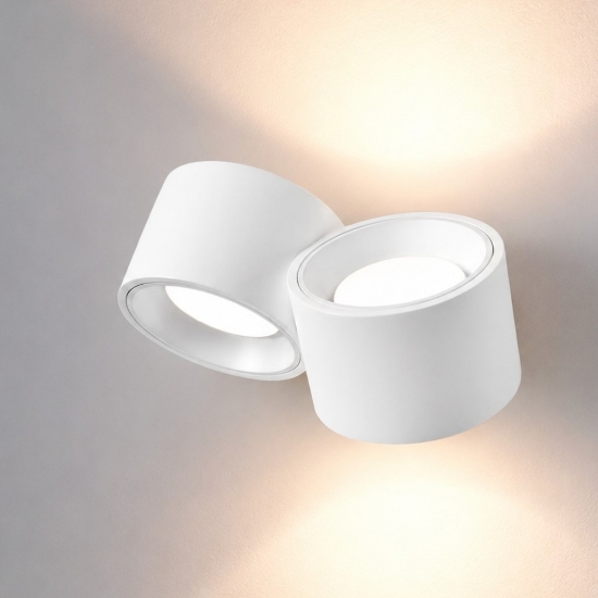 Applique di gesso bianco due luci rotonde sforzin nasso