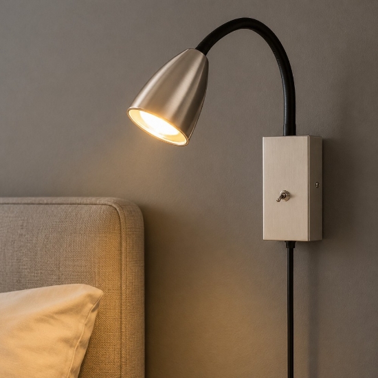 Applique da comodino camera da letto nichel opaco luce orientabile