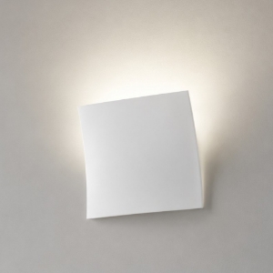 Applique vela di gesso ceramica bianca led 12w 4000k