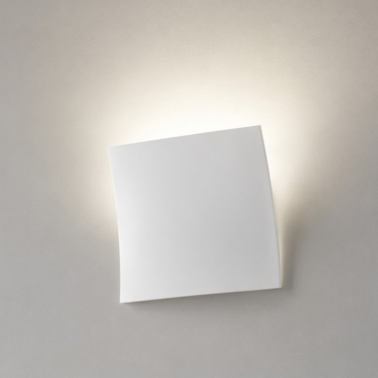 Applique vela di gesso ceramica bianca led 12w 4000k