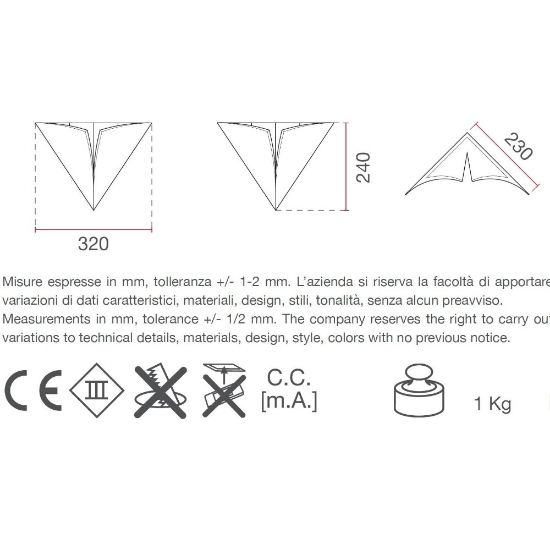 Applique in gesso led cristaly da incasso angolare 13w 3000k pitturabile