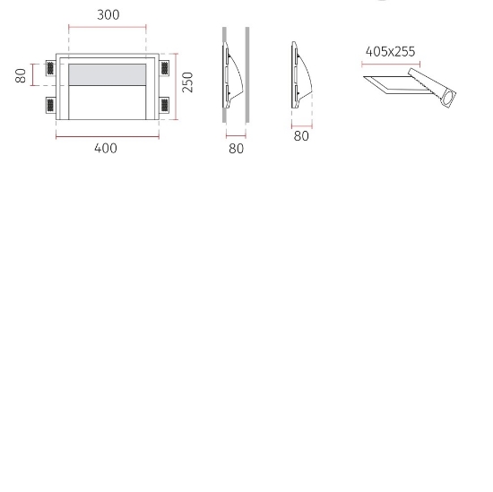 Applique da incasso parete in gesso cristaly led 21,5w 3000k