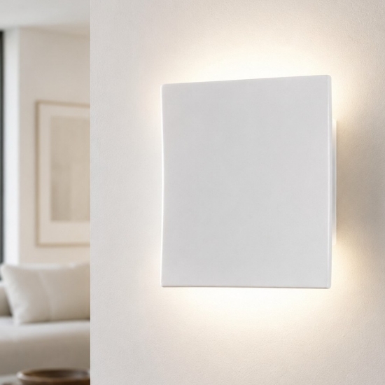 Applique gesso led 18w 3000k quadrata in ceramica bianca