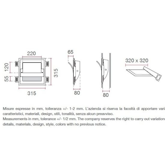 Applique vela da incasso a scomparsa parete di gesso led cristaly bianco 16.5w 2700k