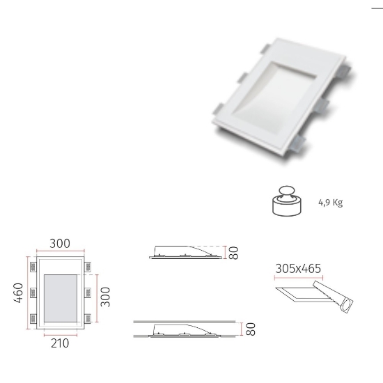 Lampada da incasso a parete applique di gesso led cristaly 16,5w 4000k