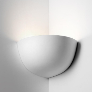 Applique bianco angolare da parete in gesso