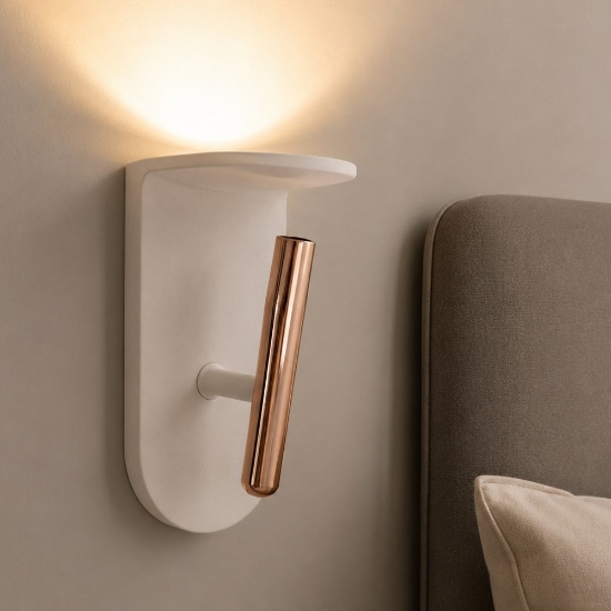 Applique per camera da letto moderna orientabile bianca e oro 2nights stilnovo