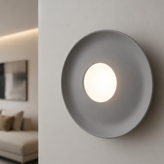 Applique moderna vivida reloaux ceramica ovale grigia