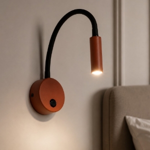 Applique per comodino camera da letto colore mattone nero orientabile con interruttore