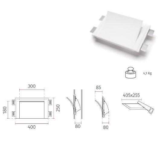 Lampada da incasso filo parete di gesso led cristaly 21,5w 3000k