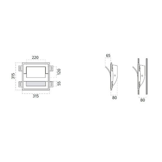 Vela da incasso a parete applique lampada in gesso cristaly led 16.5w 4000k