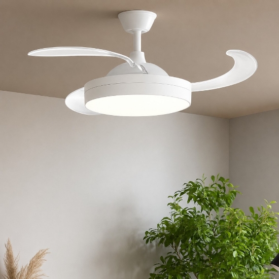 Ventilatore a plafoniera con telecomando bianco da soffitto con luce 20mq led 36w 4000k