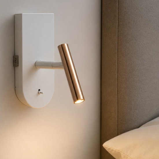 Applique per comodini camera da letto albergo rame e bianco 1night stilnovo led 4w 3000k