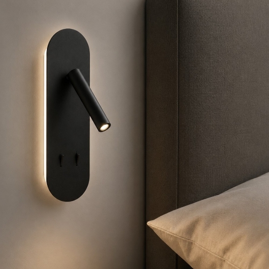 Ap plate ondaluce applique per comodino nera led 3000k orientabile