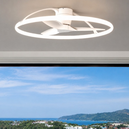 Plafoniera con ventilatore da soffitto bianco moderno 20mq con telecomando led 55w 2700k 5000k