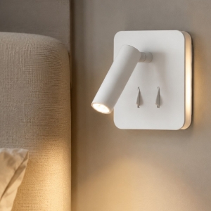 Applique quadrato bianco 2 luci per comodino camera da letto