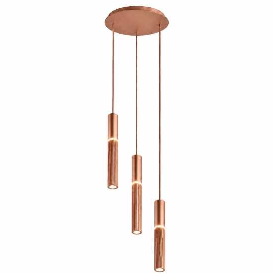 Lampadario 3 pendenti led 3000k 4000k cilindri oro rosato a grappolo per soggiorno
