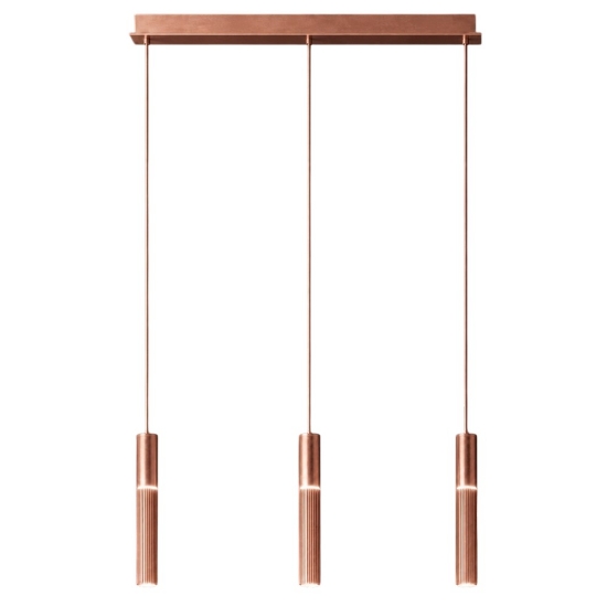 Lampadario barra a 3 lampade pendenti cilindri oro rosato led cct 3000k 4000k per soggiorno moderno