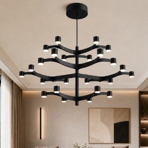 Lampadario moderno nero stilnovo fronda led 2700k dali