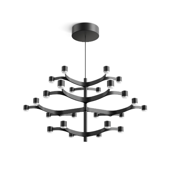Lampadario moderno nero stilnovo fronda led 2700k dali