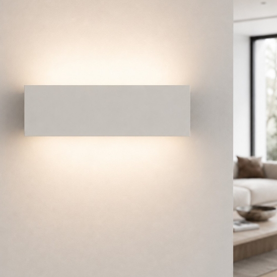 Applique da parete bianco rettangolare moderno led 16w cct 3000k 4000k luce indiretta