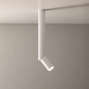 Faretto lungo cilindro da soffitto orientabile bianco