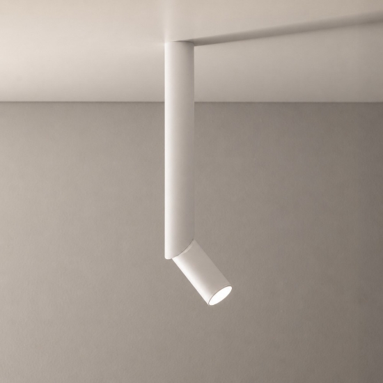 Faretto lungo cilindro da soffitto orientabile bianco