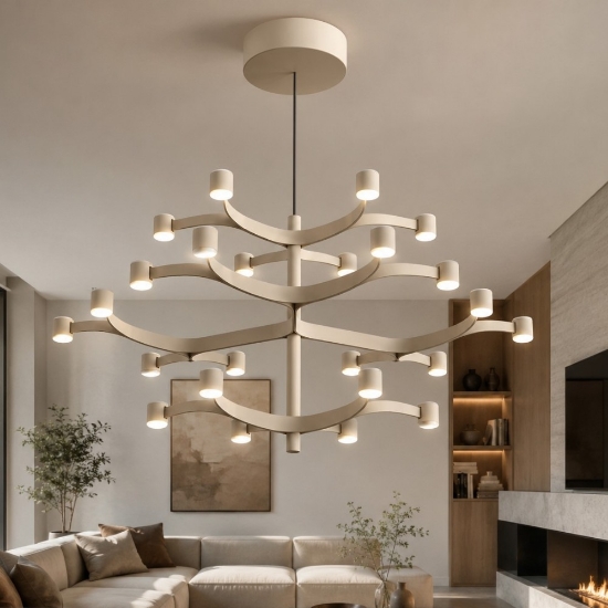 Fronda stilnovo lampadario per salotto sabbia led dimmerabile 2700k