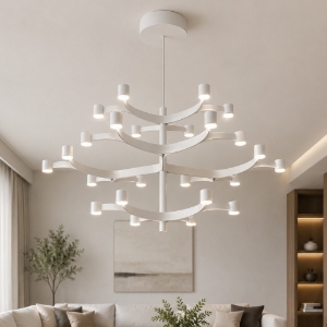 Lampadario moderno design led 2700k stilnovo fronda bianco