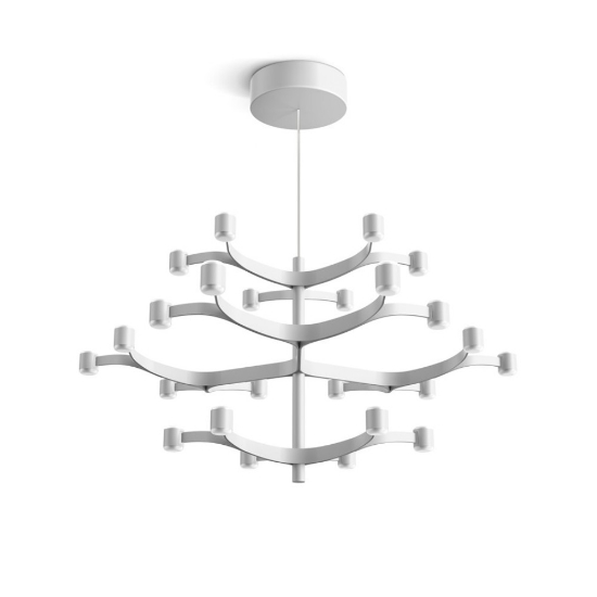 Lampadario moderno design led 2700k stilnovo fronda bianco