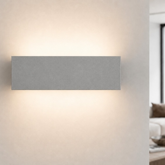 Applique grigio perla rettangolare da parete moderna led 16w cct 3000k 4000k luce indiretta