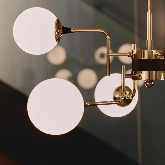 Stilnovo galassia lampadario per salotto oro sfere vetro