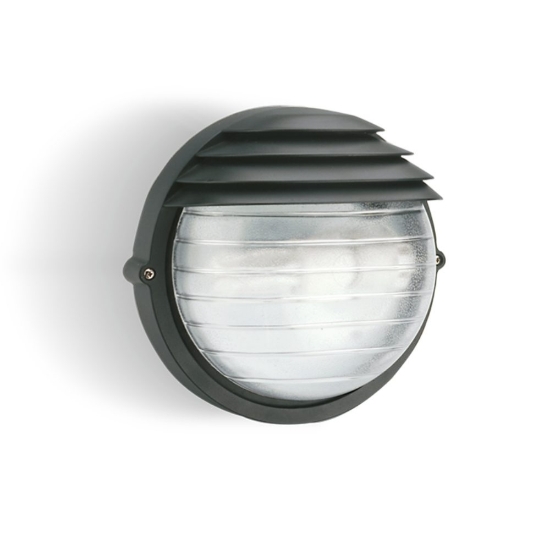 Applique rotonda per esterno nera design industrial ip54